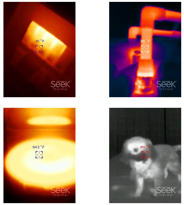 photos de captures prises avec la caméra thermique Seek Thermal Reveal